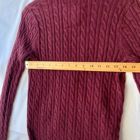 Abercrombie Fitch Burgundy Red Cotton Cardigan Sweater Womens Size M Cable Knit - Picture 14 of 16